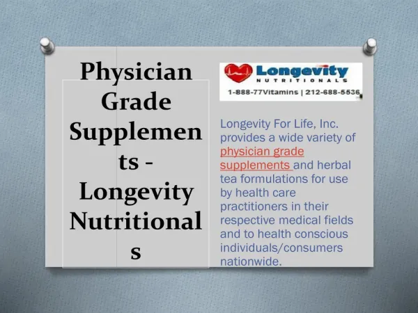 Physician Grade Supplements - Longevity Nutritionals