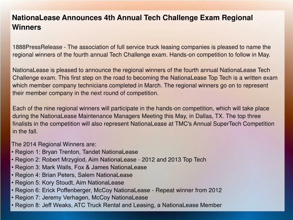nationalease announces 4th annual tech challenge