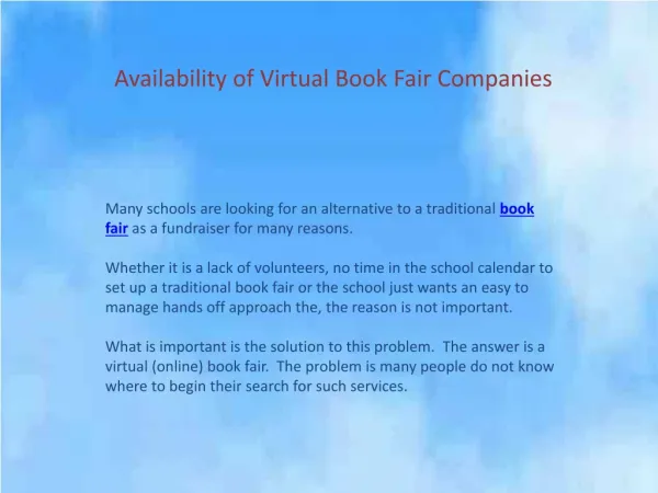 Availability of Virtual Book Fair Companies