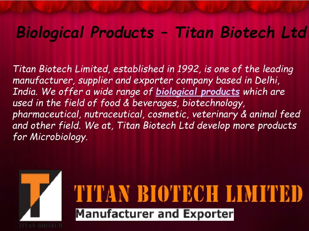 biological products titan biotech ltd