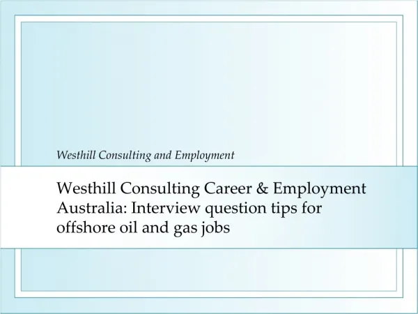 Westhill Consulting Career