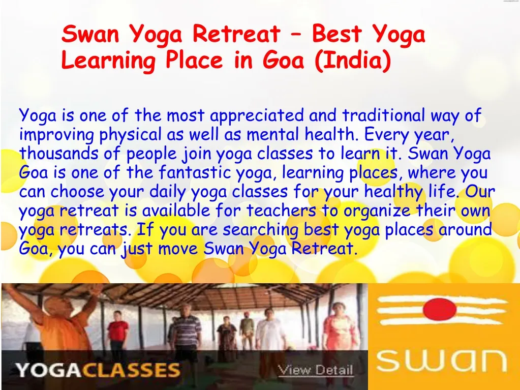 swan yoga retreat best yoga learning place