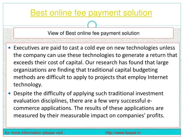 The best online fee payment soluution is one which big hots