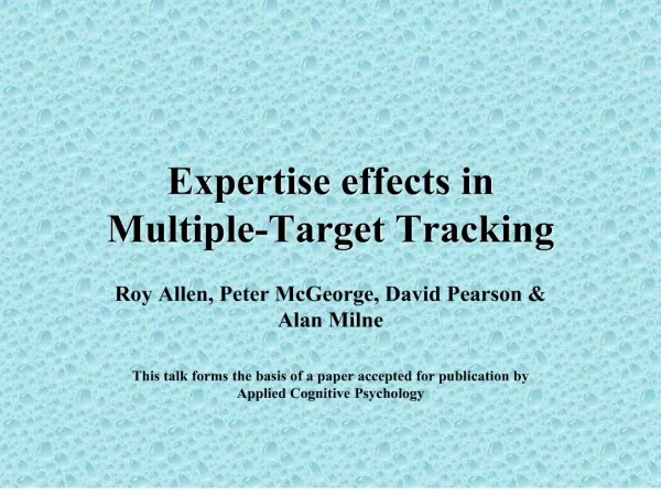 expertise effects in multiple-target tracking