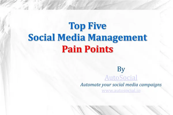 Top Five Social Media Management Pain Points