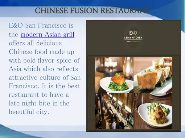 Chinese Fusion Restaurant San Francisco