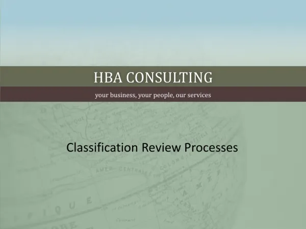 Classification Review Processes