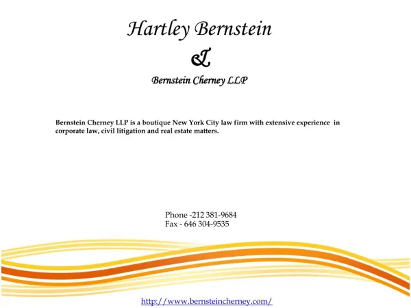 Hartley Bernstein - Bernstein Cherney LLP