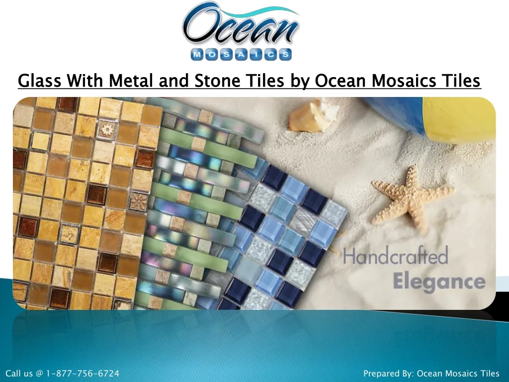 glass with metal and stone tiles by ocean mosaics