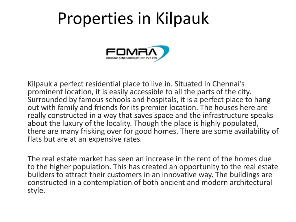 properties in kilpauk