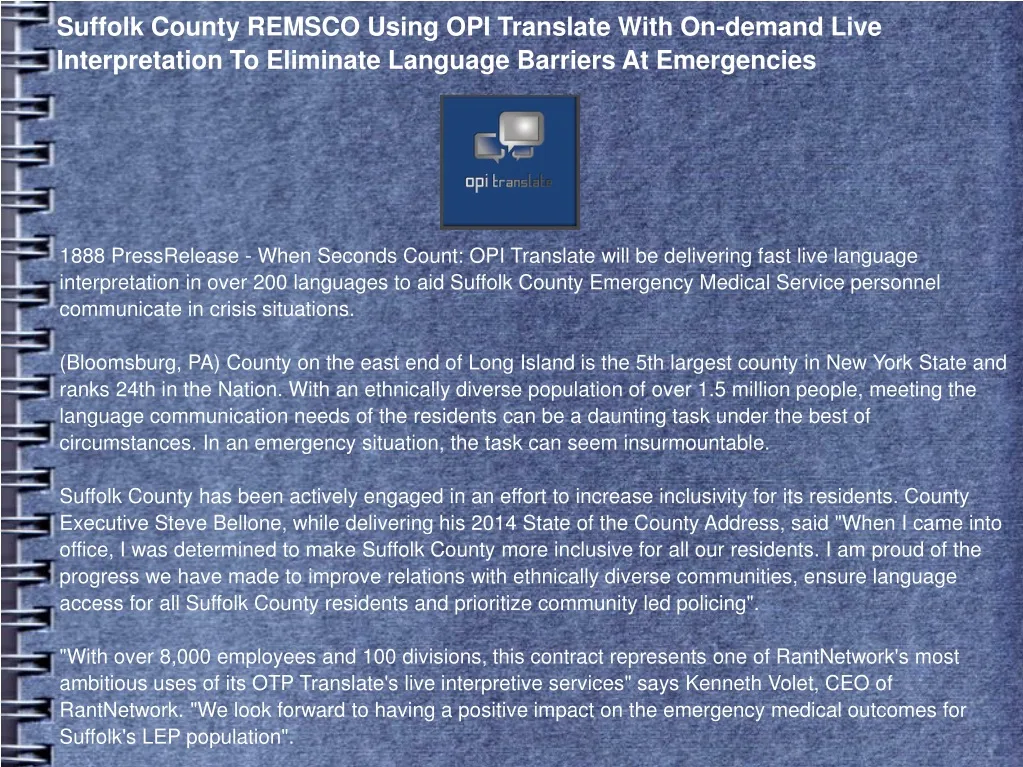 suffolk county remsco using opi translate with