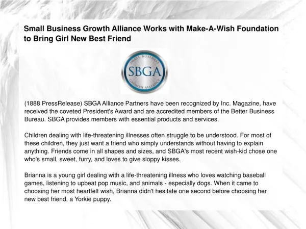 Small Business Growth Alliance Works