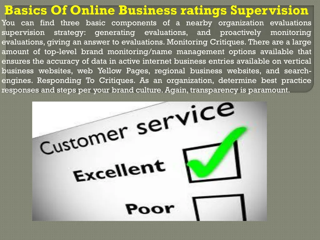 basics of online business ratings supervision