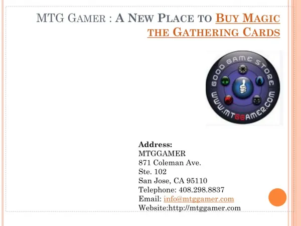 MTG Gamer: A New Place to Buy Magic the Gathering Cards