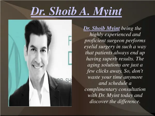 Dr. Shoib A. Myint myint plastic surgery