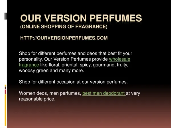Wholesale Perfumes
