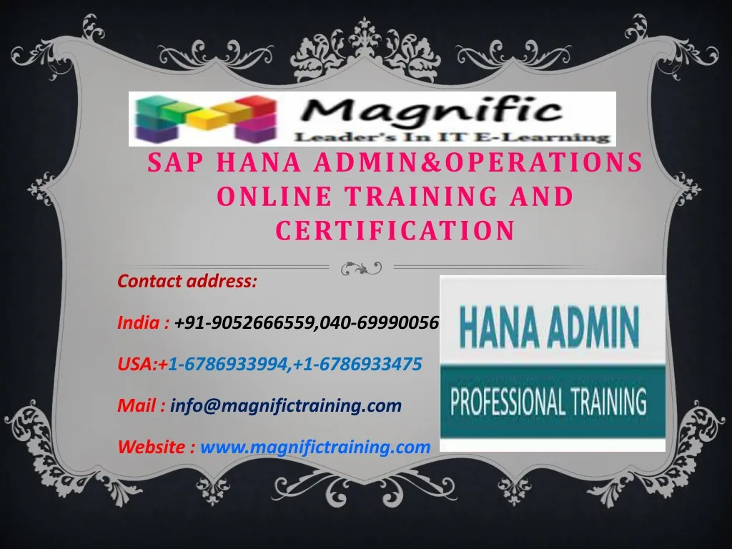 sap hana admin operations online training and certification
