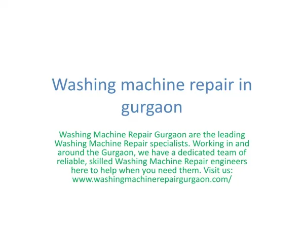 Washing Machine Repair Gurgaon
