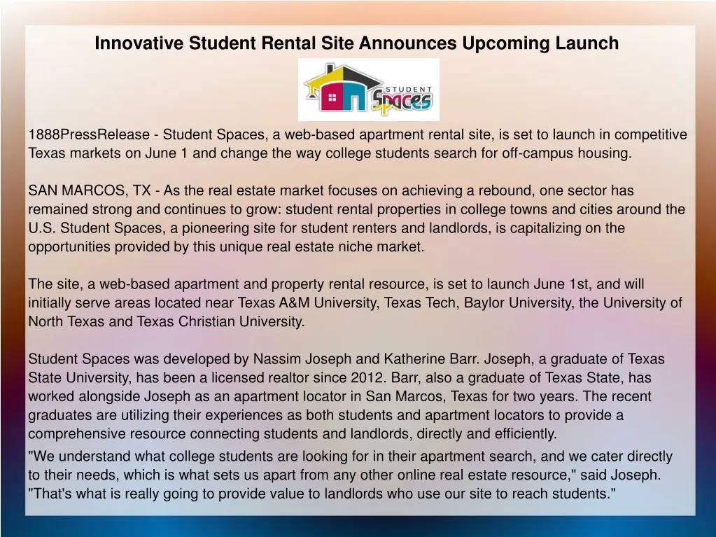 innovative student rental site announces upcoming