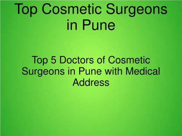 Best Doctor of Cosmetic surgery in Pune