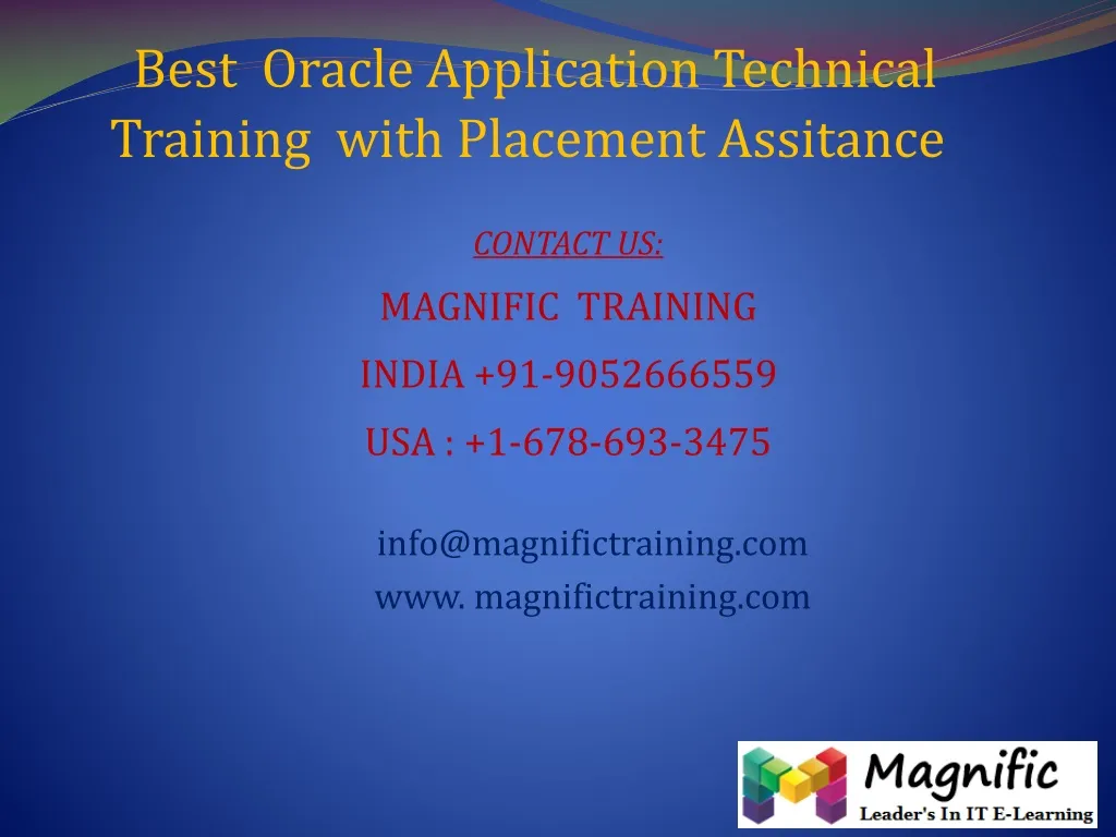 best oracle application technical training with placement assitance