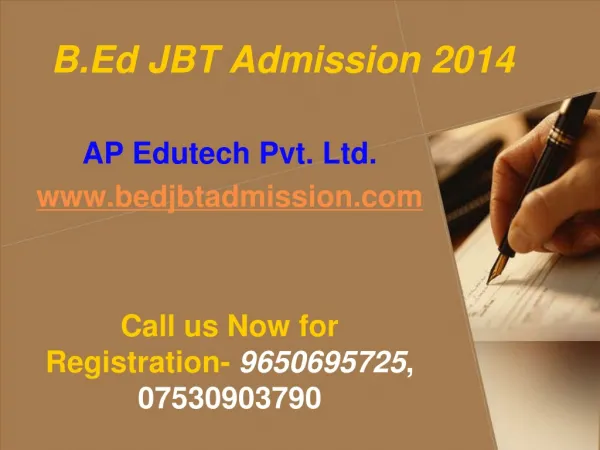 B.Ed JBT Admission 2014