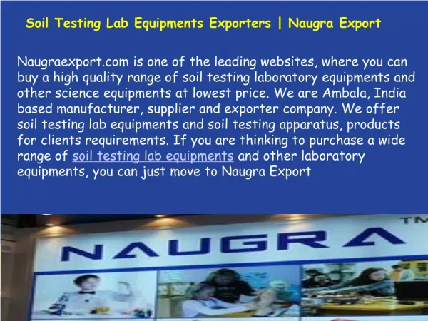 Soil Testing Lab Equipments Exporters Company In India