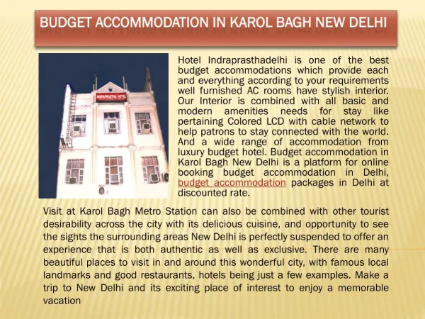 Budget Accommodation in Karol Bagh New Delhi