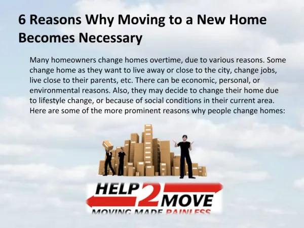 6 Reasons Why Moving to a New Home Becomes Necessary