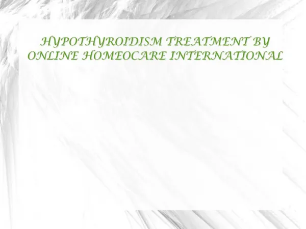 Online Hypothyroidism Treatment