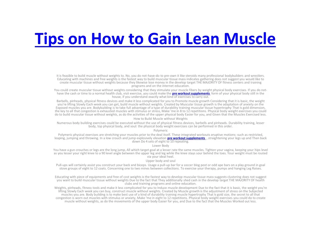 tips on how to gain lean muscle