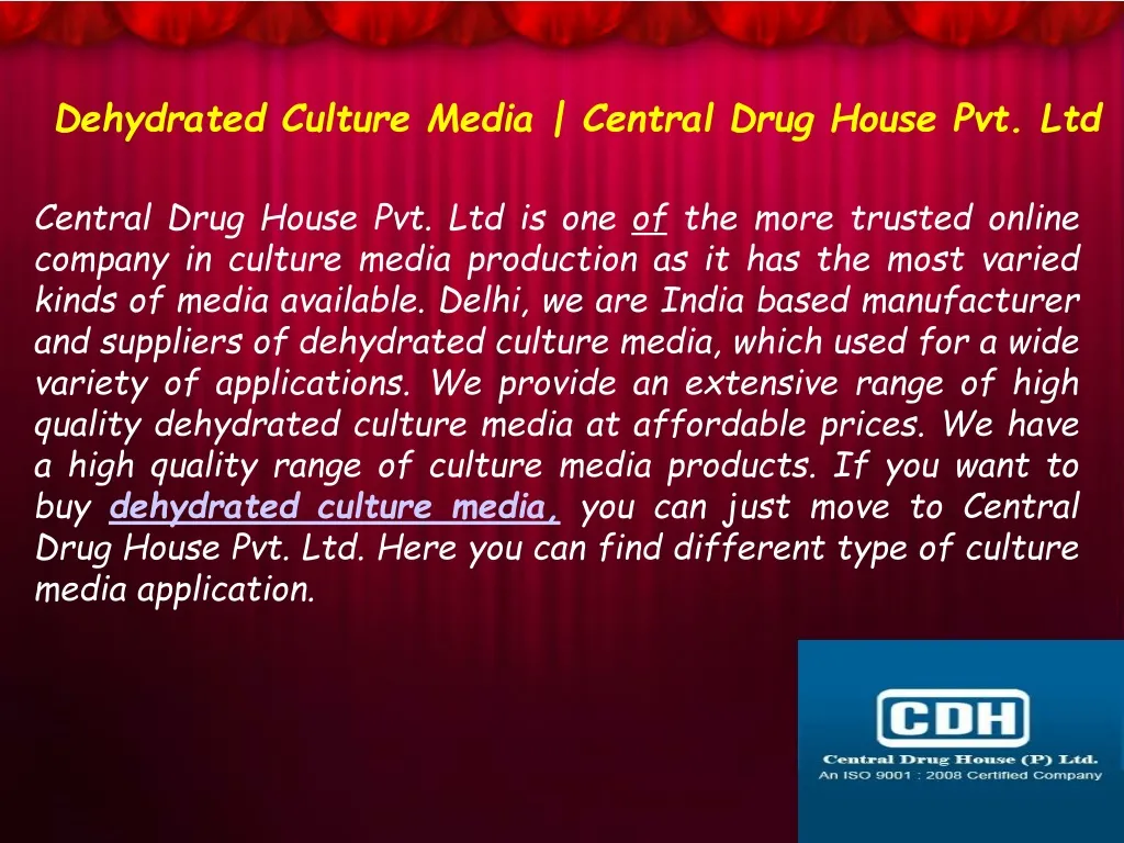 dehydrated culture media central drug house