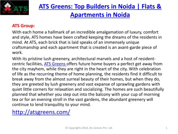 ATS Greens : Flats in Noida | Noida Real Estate