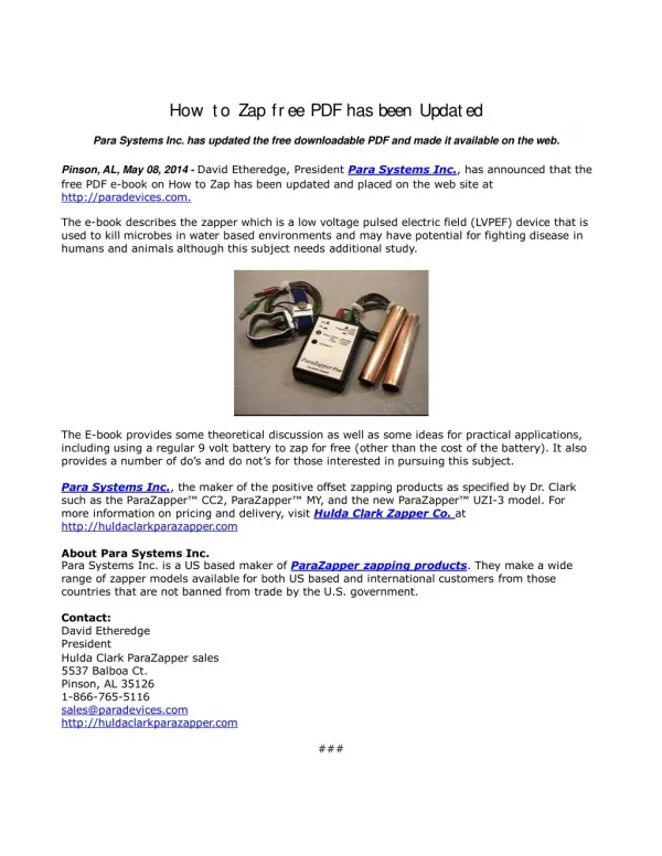 How to Zap free PDF has been Updated