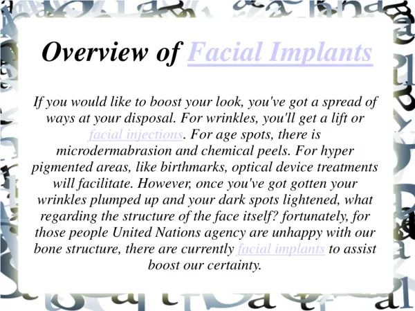 Overview of Facial Implants