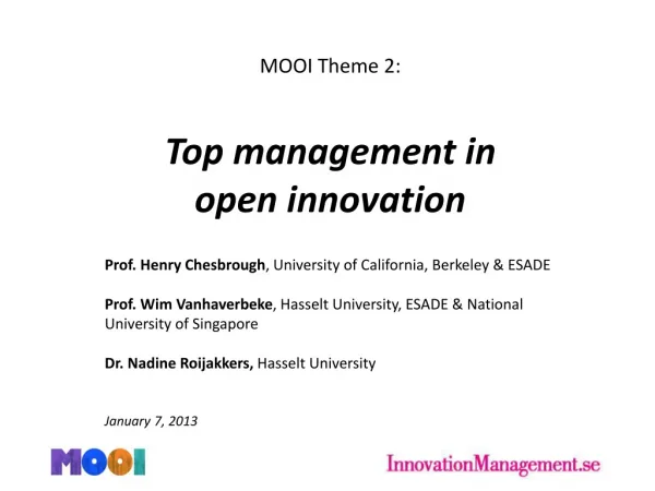Top Management in open Innovation