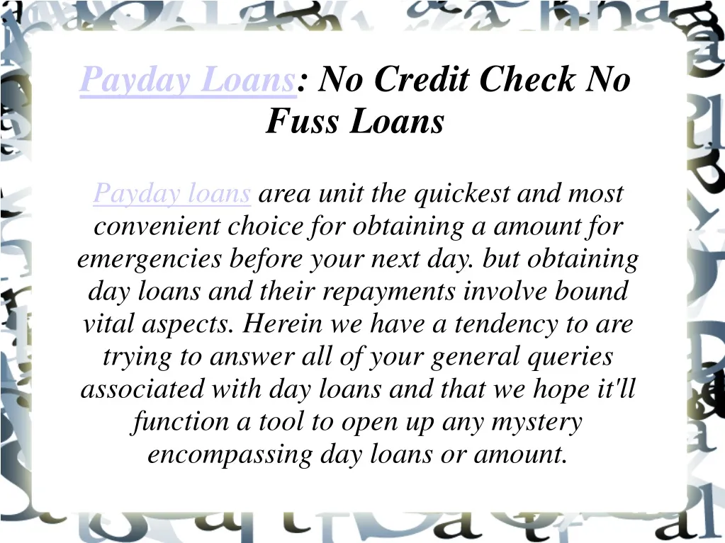payday loans no credit check no fuss loans