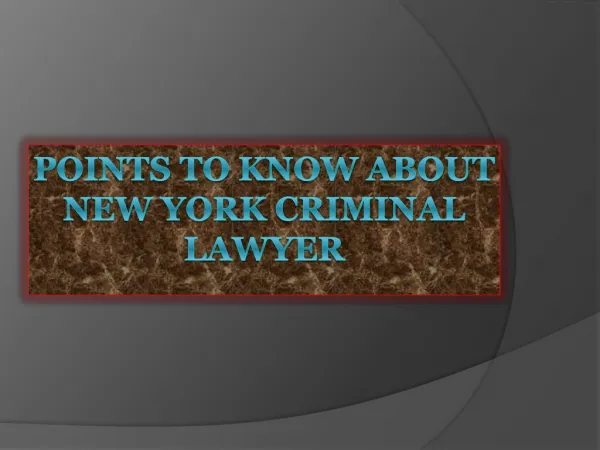 Points To Know About New York Criminal Lawyer