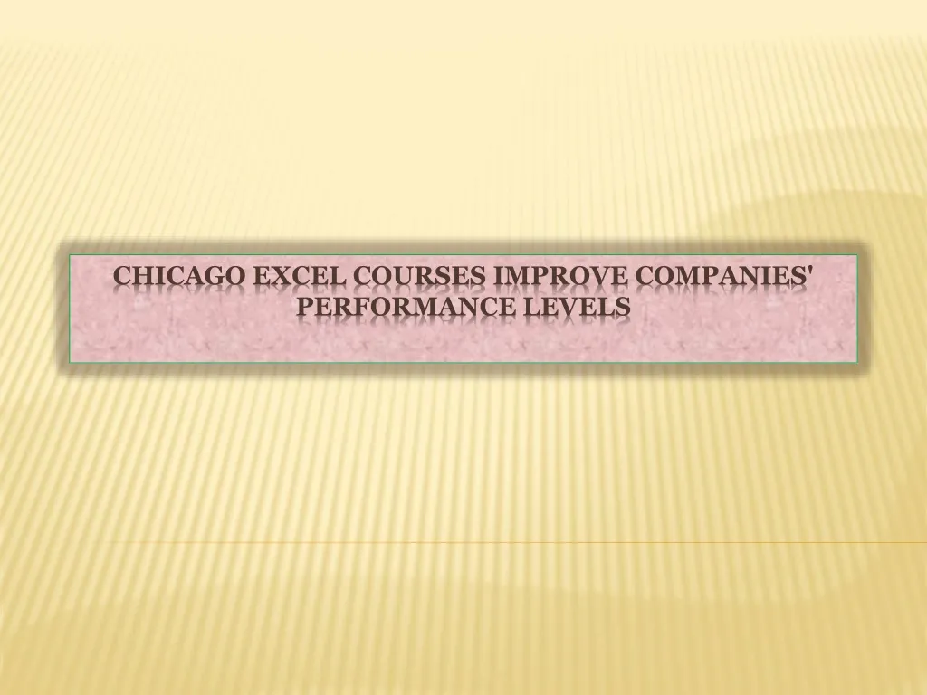 chicago excel courses improve companies performance levels