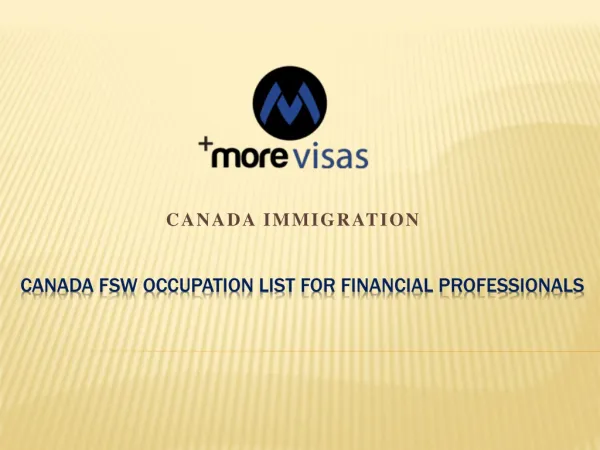 Canada Federal skilled worker occupation list for Financial