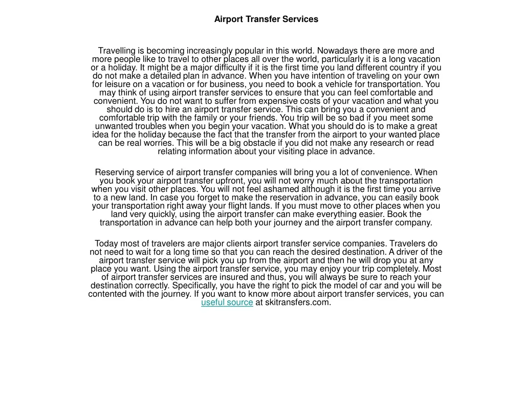 airport transfer services travelling is becoming
