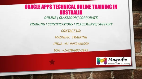 Oracle apps technical online training in Australia