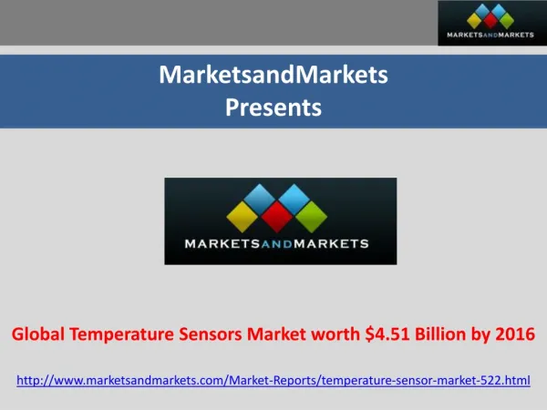 Global Temperature Sensor Market worth $4.51 Billion by 2016