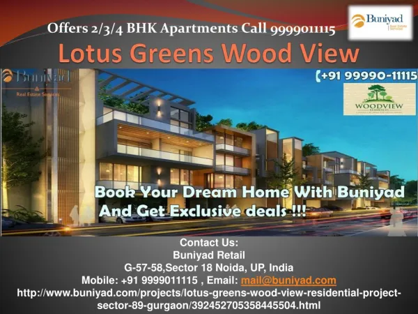 Lotus Greens Wood View - New launch in Sector 89 Gurgaon