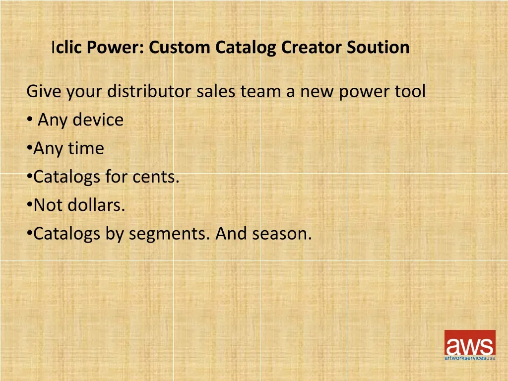 i clic power custom catalog creator soution