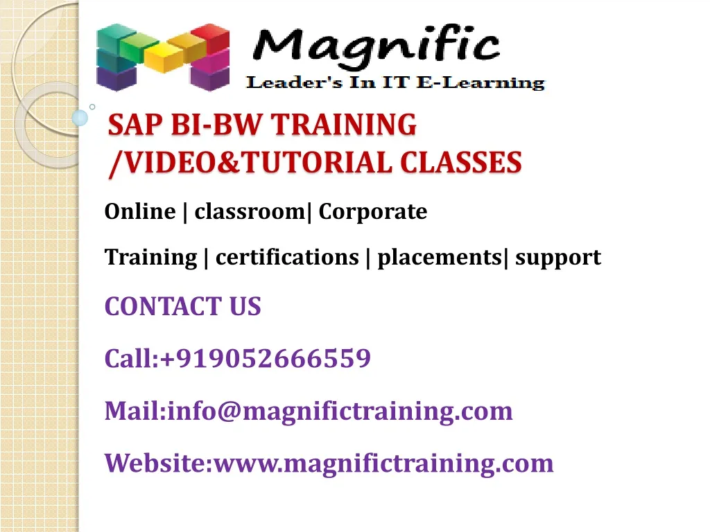 sap bi bw training video tutorial classes