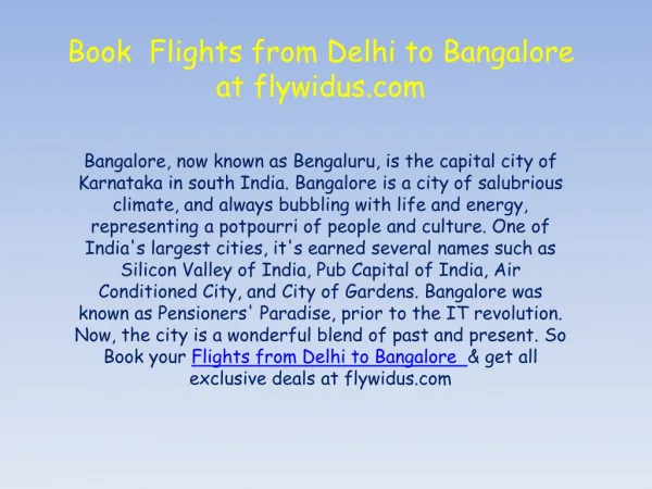 Flights from Delhi to Bangalore