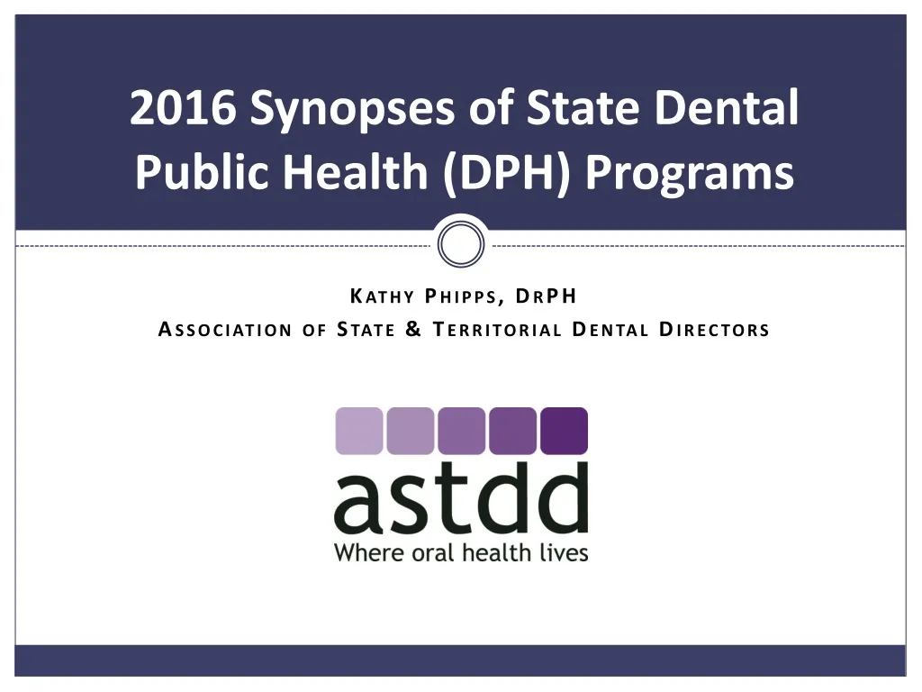2016 synopses of state dental public health dph programs