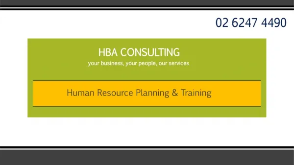 Human Resource Planning and Training
