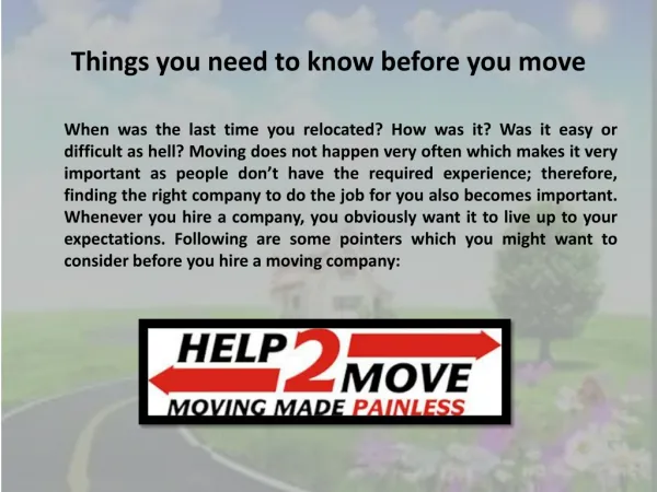 Things you need to know before you move